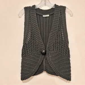 HOT Options Charcoal Grey Chunky Knit Waistcoat Vest Size 8 Boho Single Button